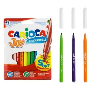 Set 12 Carioci Lavabile pentru Copii, Vârf Fin, Culori Asortate