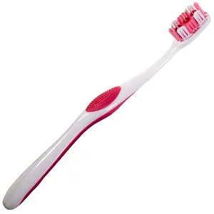 Perie de dinti 2 in 1, Roz, cu curatitor de limba