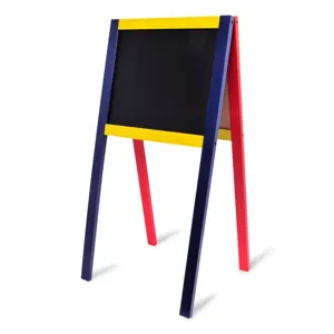Tabla Dublă 40x80cm pentru Carioci și Cretă - Cadru de Lemn Multicolor