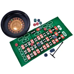 Set Joc de Noroc Ruletă Blackjack cu Covoraș și Jetoane