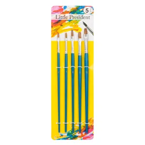 Set 5 Pensule Pictură cu Vârf Plat din Păr Natural