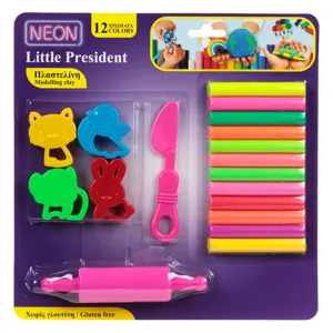 Set Plastilină Neon 12 Culori cu Forme și Instrumente de Modelare