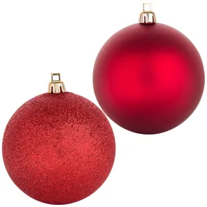 Set Globuri de Craciun Rosii Mat Glitter Ø7cm - 12buc