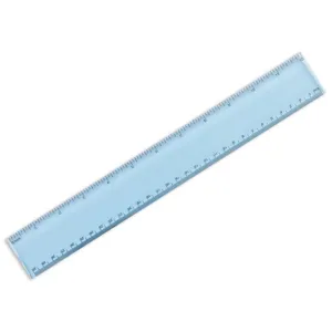 Riglă albastră transparentă 30 cm cu marcaje cm și inch