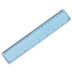 Riglă albastră 20 cm cu scală dublă din plastic transparent
