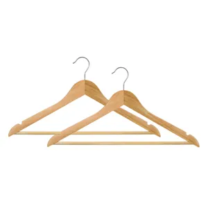 Umerase din lemn natural set de 2 buc pentru organizarea hainelor
