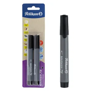 Markere permanente negre, vârf rotund, set 2 bucăți