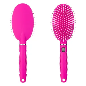 Perie de păr ovală din plastic, fucsia