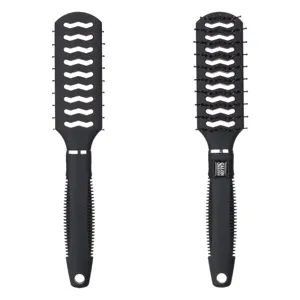 Perie de par din plastic, neagra, cu maner anti-alunecare