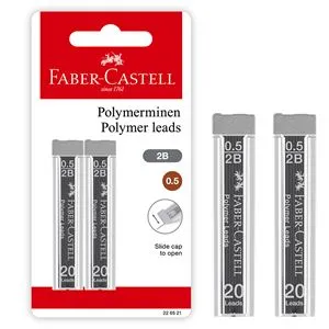 Set Mine pentru Creion Mecanic 0.5 mm, 2 Tuburi a câte 20, Duritate 2B, Negru