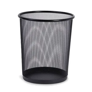 Coș de gunoi metalic pentru birou, 8.5L, Negru, Ø23.5x26cm