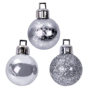 Set Globuri de Crăciun Argintii Mat și Glitter pentru Decorațiune