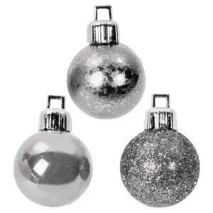 Set de Globuri de Crăciun Argintii Mat Strălucitor Glitter 7cm