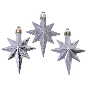 Set Ornamente de Craciun Stele Argintii Glitter pentru Decorațiuni