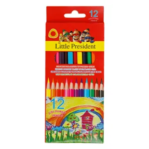 Set 12 Creioane Colorate Triunghiulare cu Ascuțitoare pentru Copii