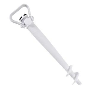 Suport Șurub Plastic Alb pentru Umbrelă, 38x4 cm, Fixare Sol