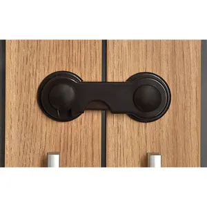 Siguranță pentru uși de dulap, Set 2 buc, Negru, 97.5x37.5mm