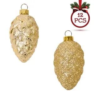 Ornamente de Craciun Aurii Mat Glitter pentru Decorațiuni