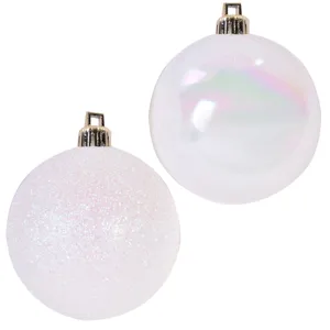 Set Globuri Crăciun Glitter Alb Decorațiuni Festive