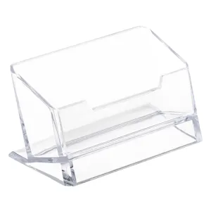 Suport transparent din plastic pentru carti de vizita, 10x3.5x4.5 cm