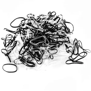 Elastice de par set 100 buc negre si transparente pentru coafuri