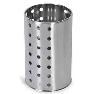Suport uscător tacâmuri din metal argintiu, perforat, Ø8,5x14 cm