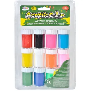 Set de vopsele acrilice, 12 recipiente x 20 ml, multicolor