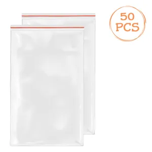 Pungi de depozitare transparente cu fermoar ziplock, set 50 buc