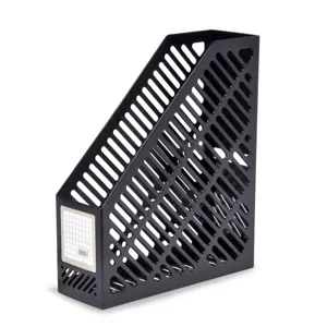Suport Reviste și Documente din Plastic Negru cu Perforații Decorative