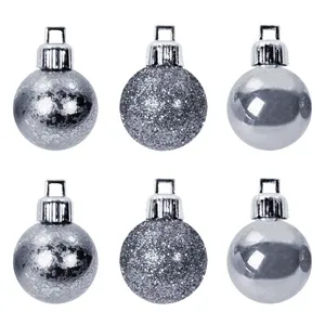 Set globuri de Craciun argintii mat glitter pentru decorarea bradului