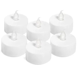 Set de 6 lumânări LED cu baterie flacără albă Ø4x4cm