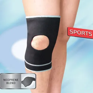 Genunchieră elastică de protecție, One Size, Neopren, Negru