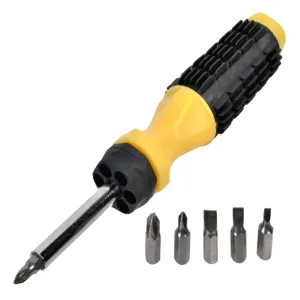 Surubelnita multifunctionala cu capete interschimbabile 6 in 1, 17 cm, galben si negru