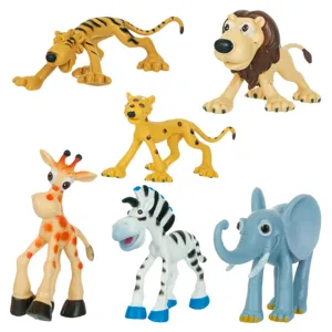 Set 6 Figurine Animale din Jungla Multicolor din Plastic