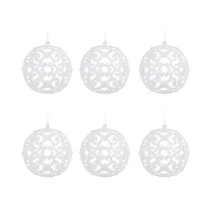 Set Globuri de Craciun Alb Glitter Ø6cm - Ornamente pentru decorul magice