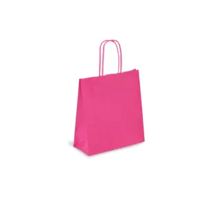 Sacos de hartie kraft fucsia pentru cadou, 18x8x20 cm
