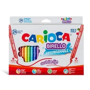 Carioci lavabile double tip, 24 bucăți, vârf fin și gros, pentru copii