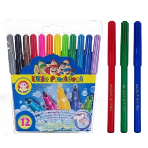 Set 12 Carioci Lavabile cu Vârf Subțire pentru Copii, Culori Asortate