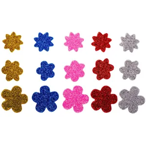 Set Autocolante din Spumă cu Glitter, Flori Multicolore