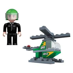 Cuburi de Construcție Elicopter, 35 piese, Verde, Plastic, 6+ ani