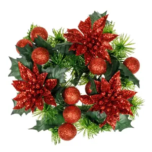 Inel Decorativ Crăciun Roșu și Verde pentru Lumanare 22cm