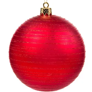 Glob Ornament Crăciun Mat Glitter Roșu 15cm Plastic