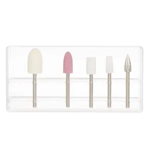 Set 5 Capete pentru Aparat Manichiura și Pedichiura, Alb, Plastic