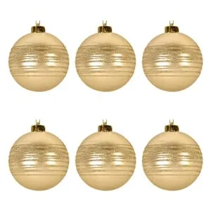 Set Globuri de Craciun Aurii Mat Glitter Ø8cm - 6 buc