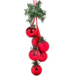 Ghirlanda Crăciun cu 6 Globuri Roșii, Decorativă de Interior, Mărime 30cm