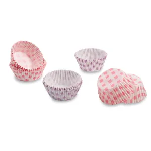 Forme de cupcake din hartie, Model caro, 100 buc, 5 cm, Roz si mov