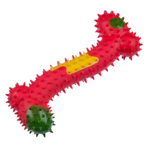 Jucarie pentru caine, Os cu tepi moi, Rosu, 18 cm