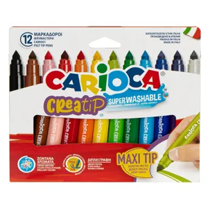 Set 12 Carioci Lavabile cu Vârf Gros, Culori Intense pentru Copii