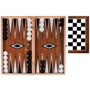 Joc Table și Șah din Lemn, Piese Negre și Albe, 47.5x50cm