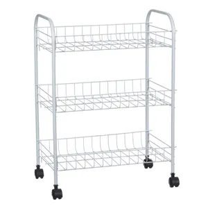 Etajera Metalică cu Roți 3 Nivele – Model Alb
